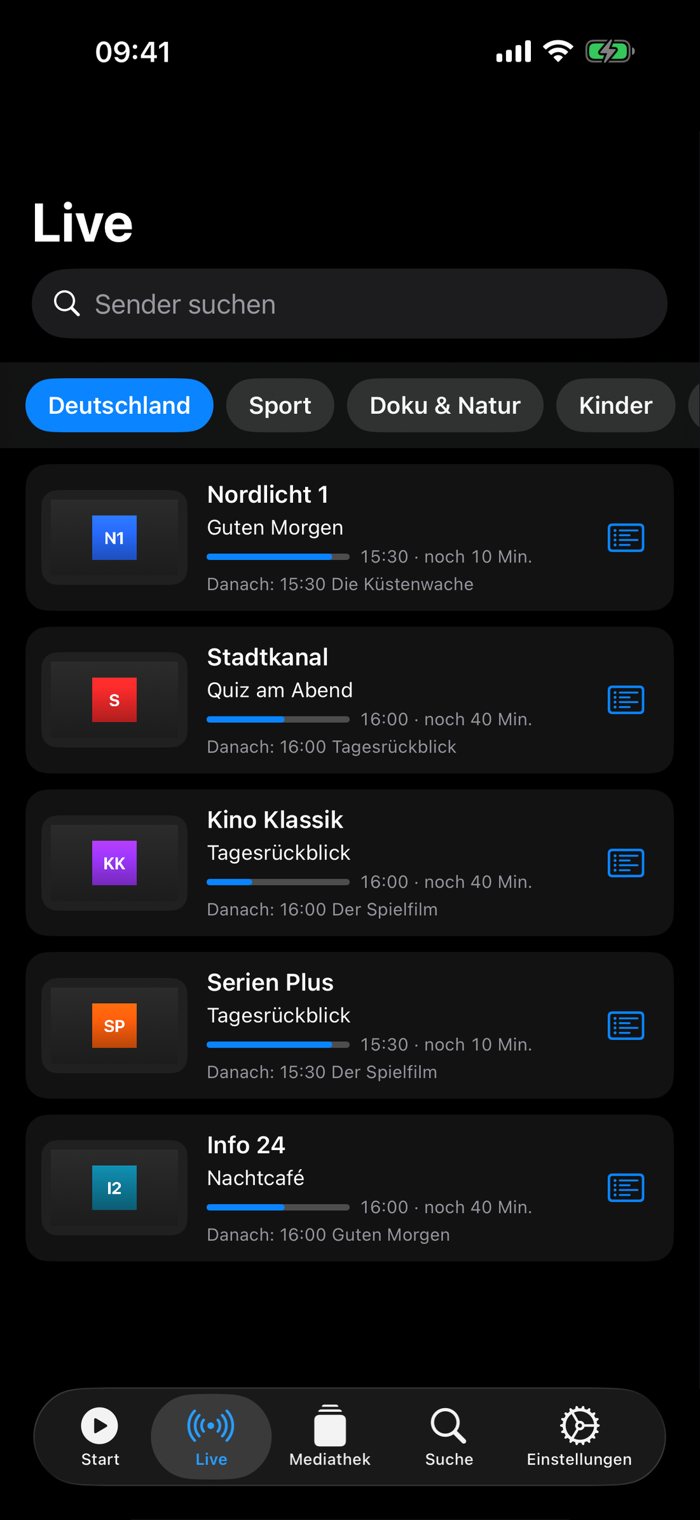 Live-TV mit Programm