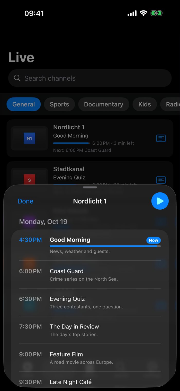 Schedule of a channel