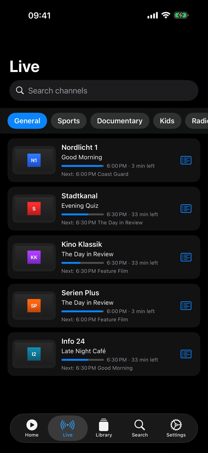 Live TV with a guide